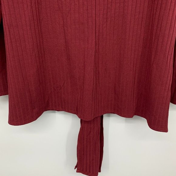 Eloquii Top Red Ribbed Knit Long Sleeve Scoopneck Tie Waist - Picture 9 of 10